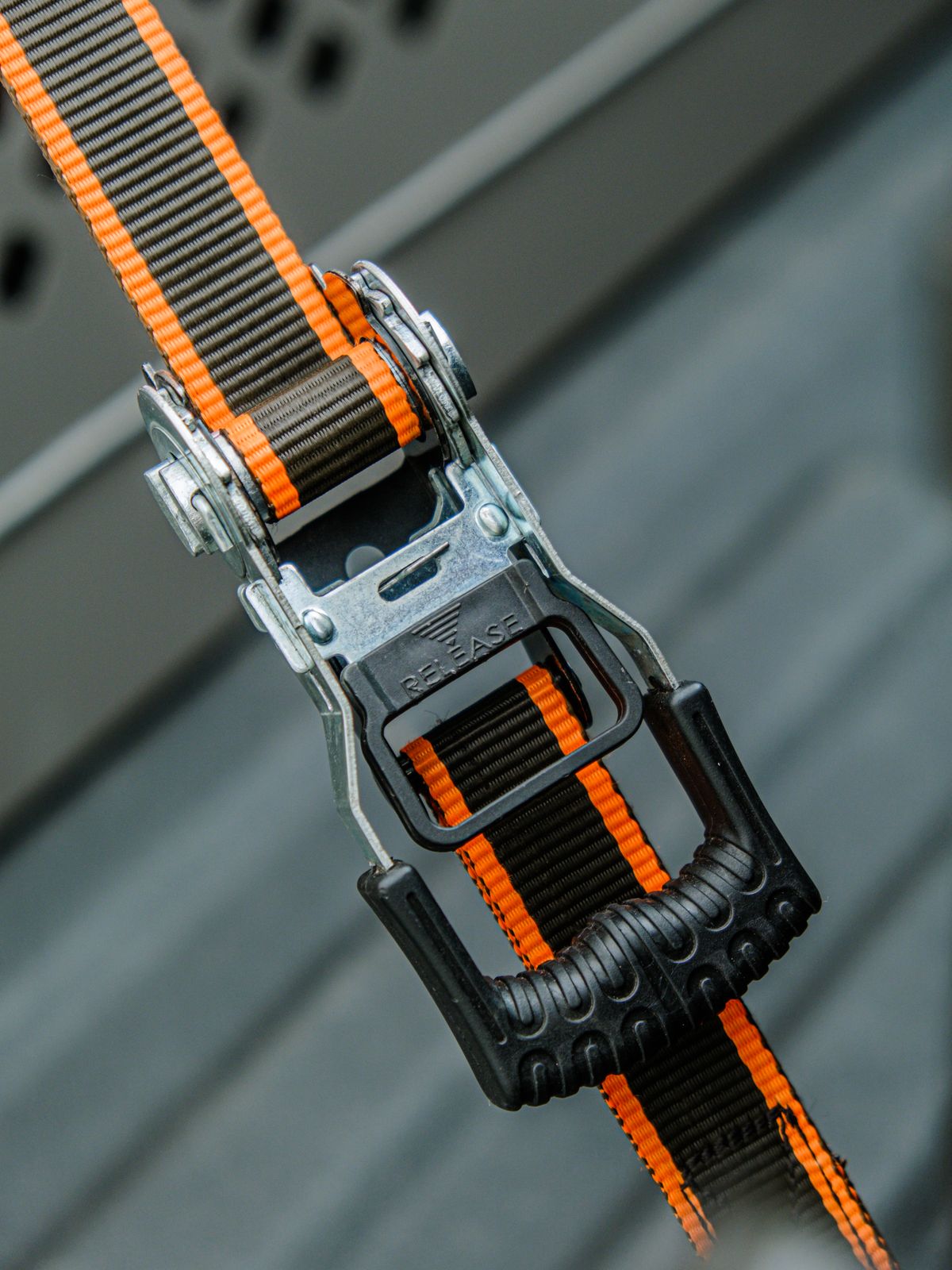 Ratchet strap securing a load