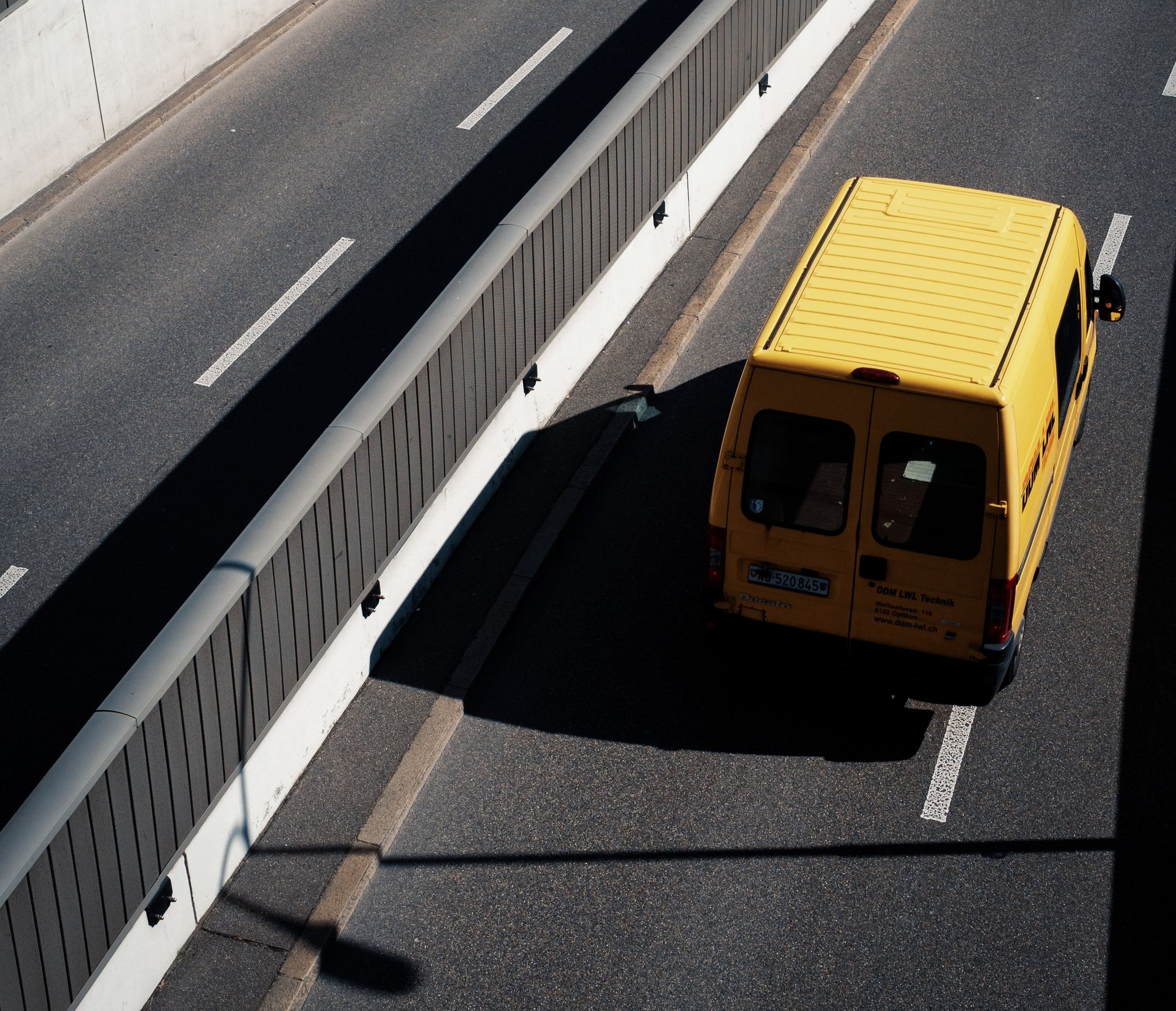 Delivery van at speed on a motorway